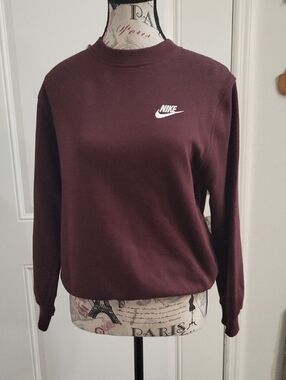 Nike Women's Crewneck Sweatshirt in Burgundy with White Logo